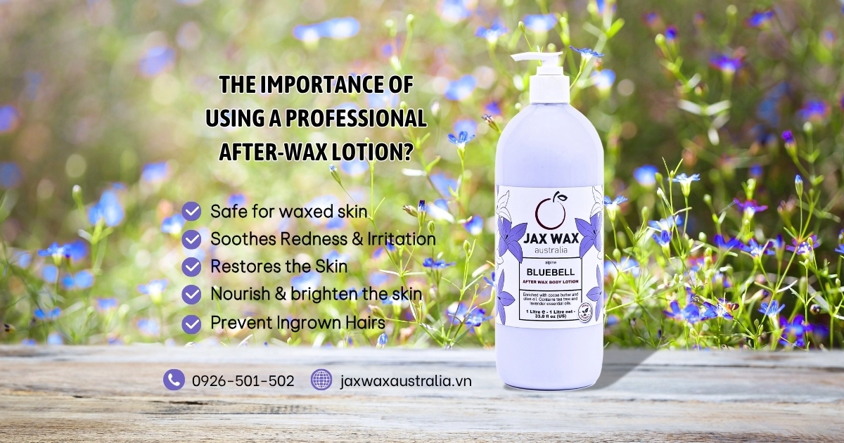 How Does Waxing House Care For Your Skin After Waxing? Bluebell After Wax Lotion by Jax Wax Australia is used to moisturize skin after waxing